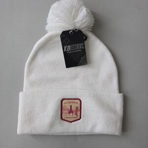 KBETHOS Branded Maker's Mark Unisex  White  Pom-Pom Beanie
